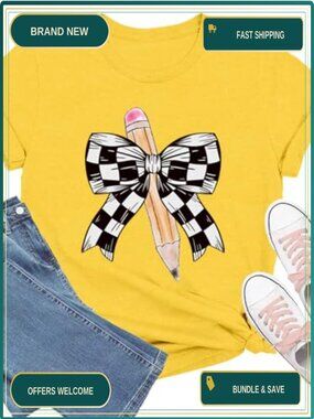 Teacher T-Shirt for Women Cute Apple Bow Graphic Tee Soft Stretch Pullover Top